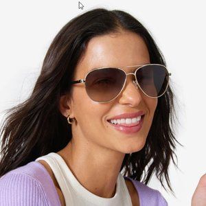 kate spade Emmalines Aviator Sunglasses Gold with Brown Lenses NWT